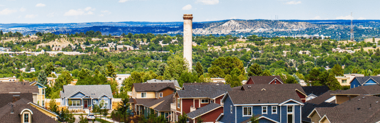 Rooftop views over Colorado Springs. Colorado, USA